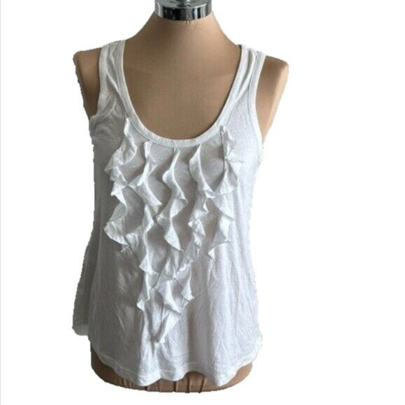 Express White Ruffle Front Tank Top Blouse Sz.S - Picture 1 of 8